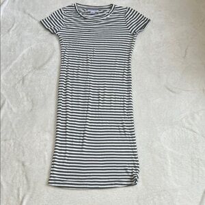 Motherhood Maternity Striped Green and White Soft Ribbed T-Shirt Dress Size XS